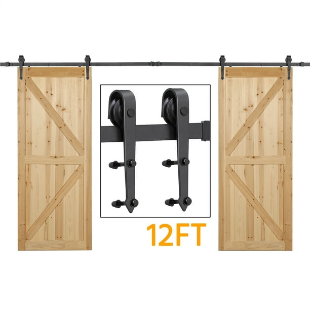 Sliding Barn Door Hardware Kit 6.6 FT Wood Hang Style Track Rail Set Room Decor
